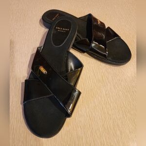 Cole Haan Grand OS Black Patent Leather Sandals